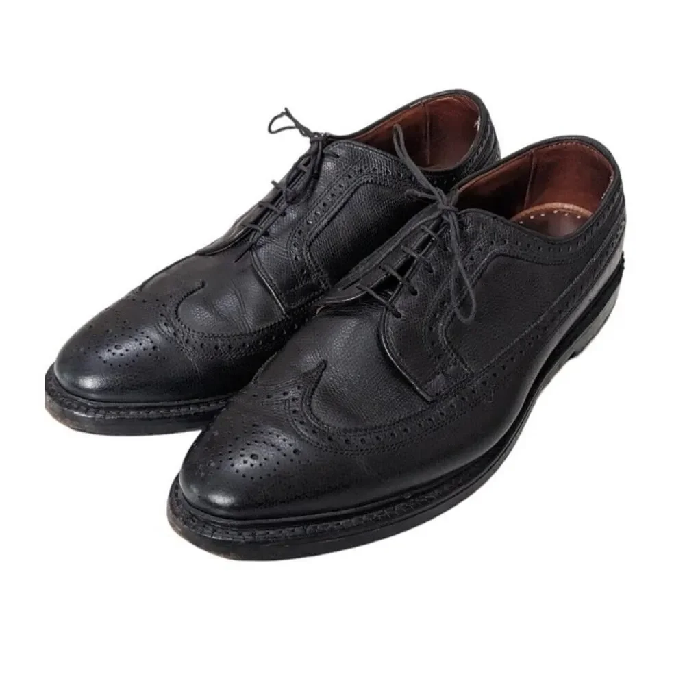 Brooks Brothers Mens Pebble Grain Leather Wingtip Brogue Derby‎ Black Size 12